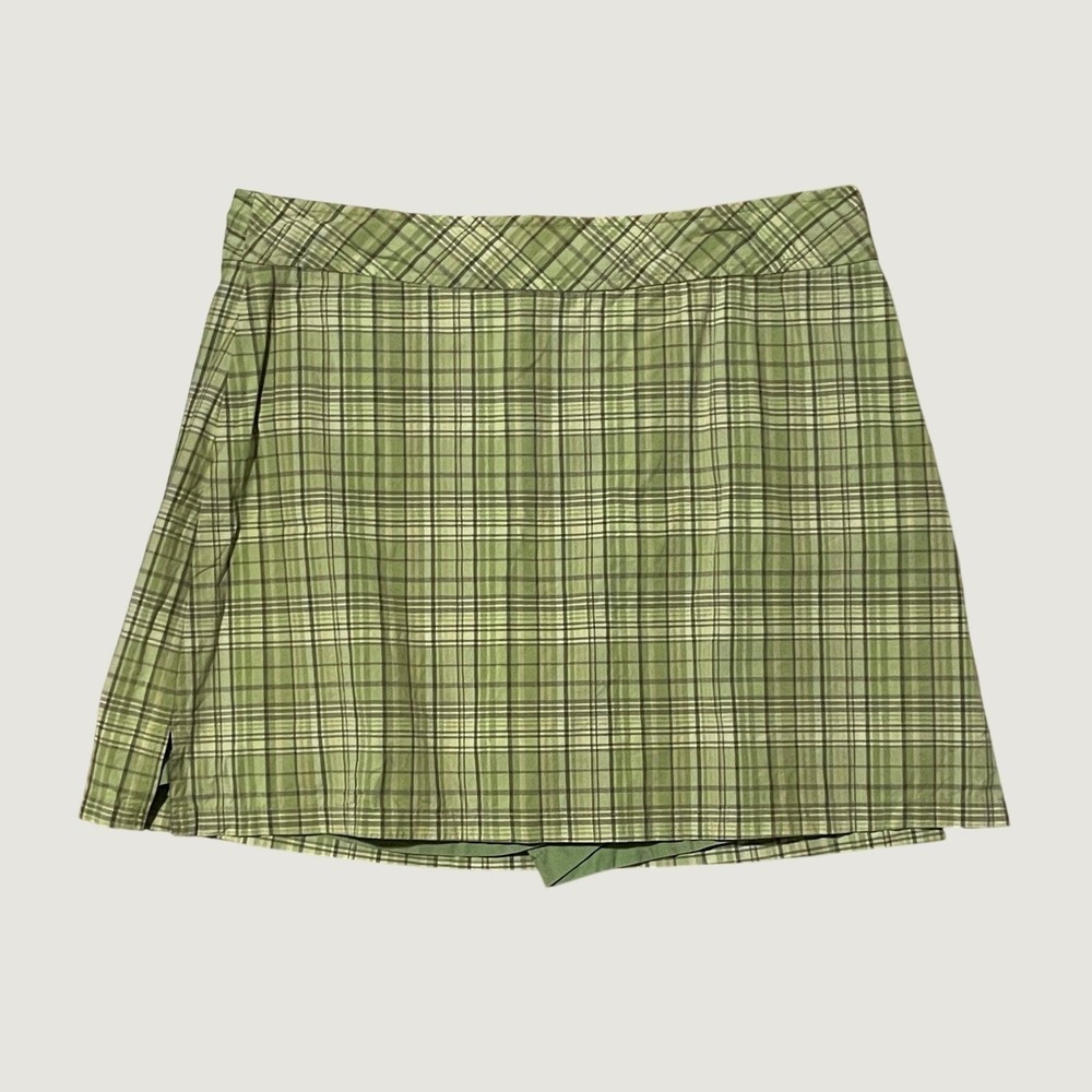 Classic Elements‎ Plaid Skort Y2K Preppy Tennis Lime Green Cotton Blend Size 10